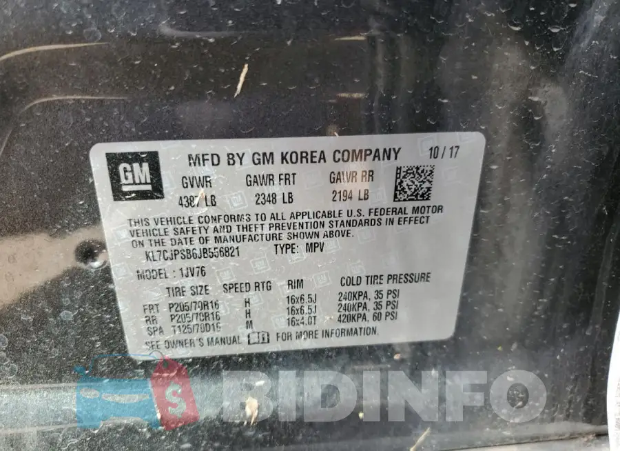 KL7CJPSB6JB556821 Photo# 12