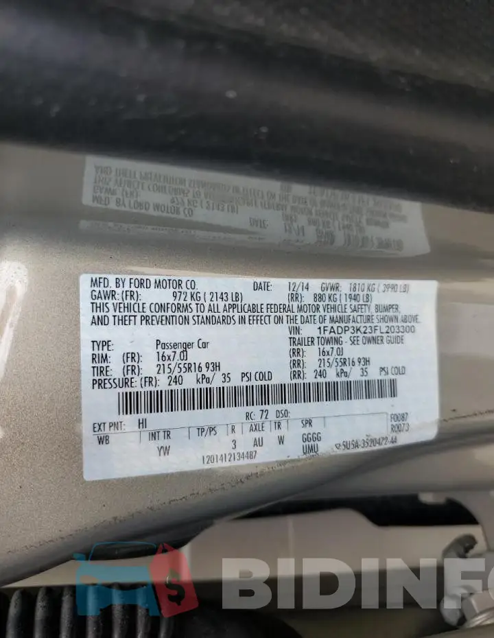 1FADP3K23FL203300 Photo# 12