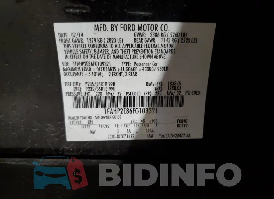 1FAHP2E86FG109321 Photo# 12