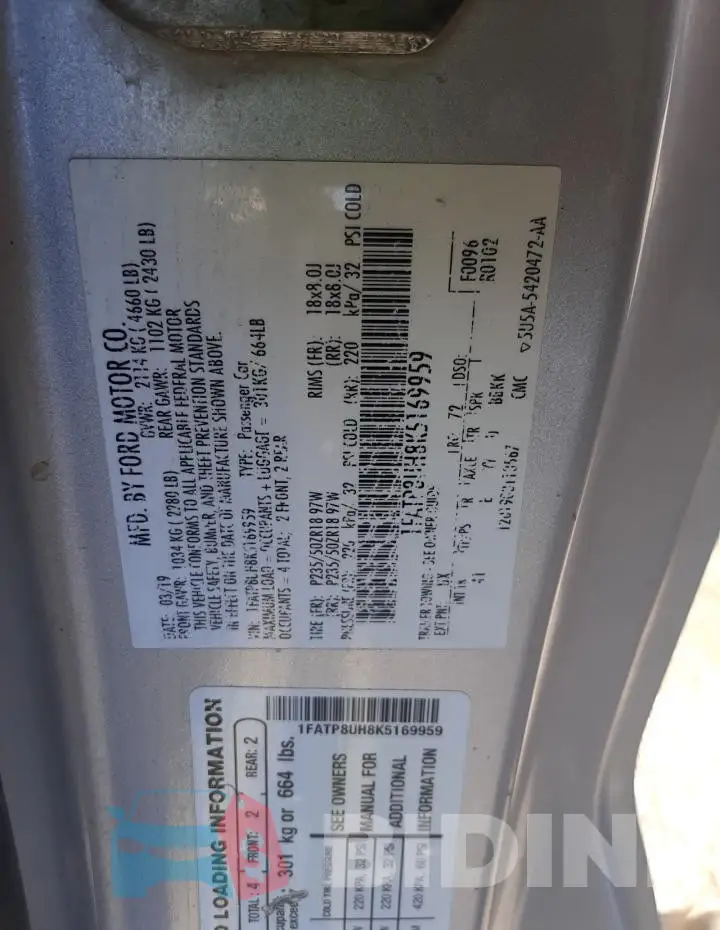 1FATP8UH8K5169959 Photo# 12