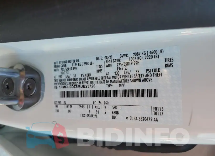 1FMCU0DZ5MUB23720 Photo# 14