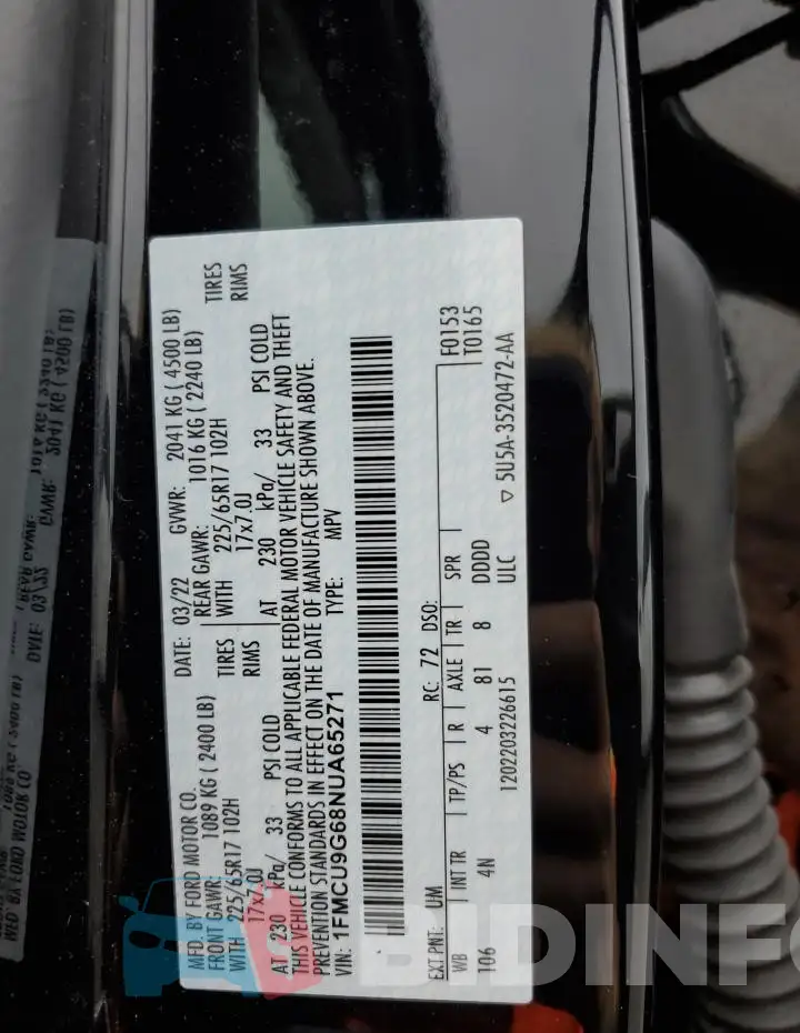 1FMCU9G68NUA65271 Photo# 12