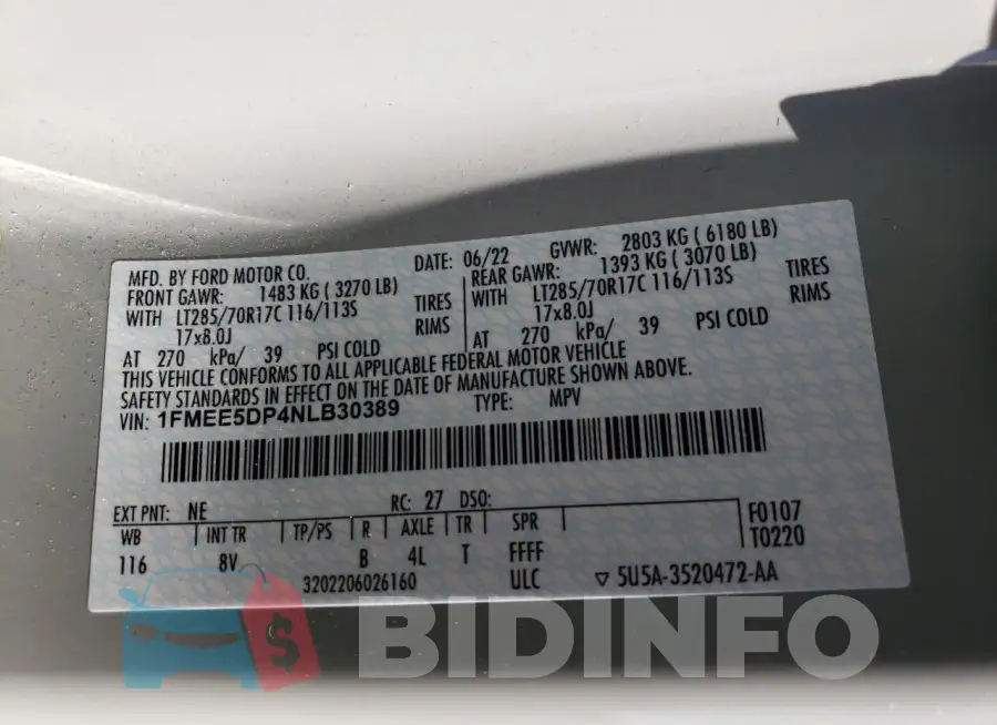 1FMEE5DP4NLB30389 Photo# 13