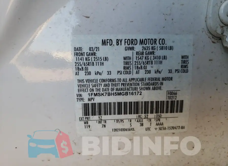 1FMSK7BH5MGB16172 Photo# 13