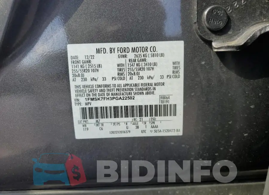 1FMSK7FH3PGA22502 Photo# 14