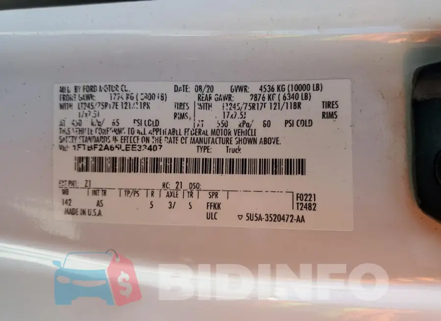 1FTBF2A65LEE33407 Photo# 12