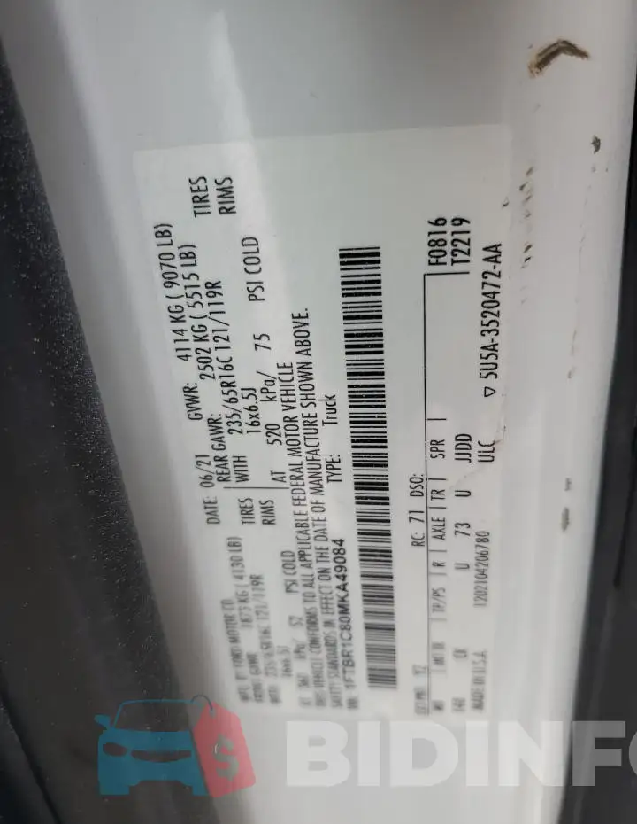 1FTBR1C80MKA49084 Photo# 13