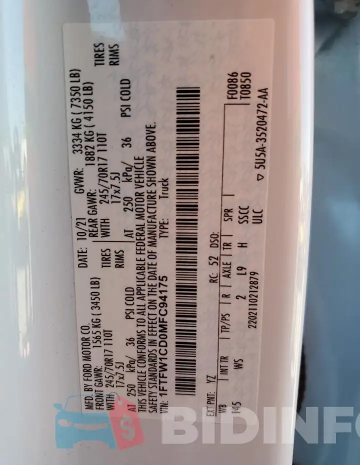 1FTFW1CD0MFC94175 Photo# 12