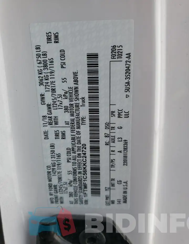 1FTMF1C56KKC24720 Photo# 12