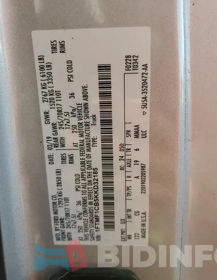 1FTMF1CB5KKD32185 Photo# 12