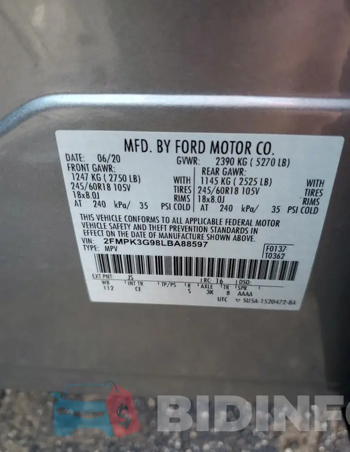 2FMPK3G98LBA88597 Photo# 12