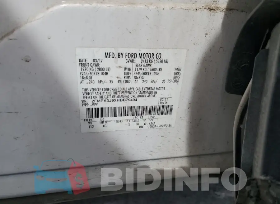 2FMPK3J9XHBB79404 Photo# 13