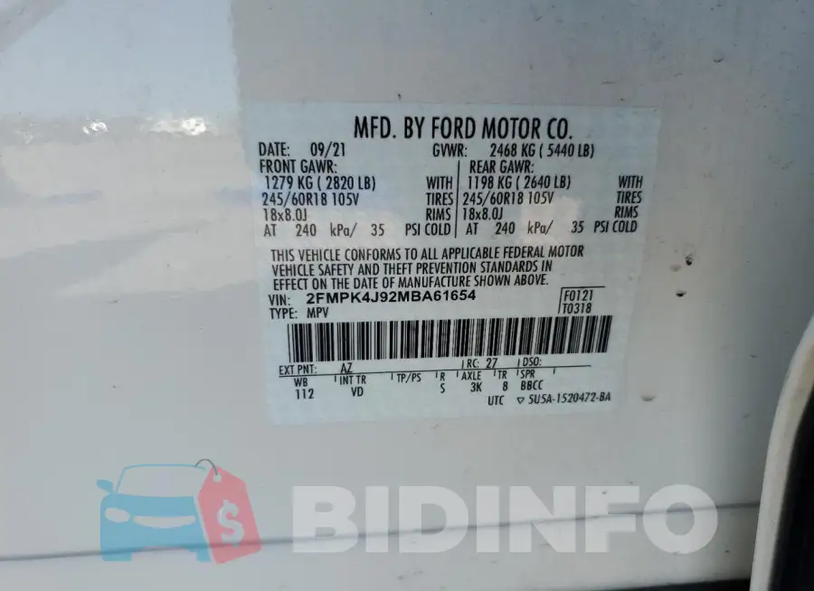 2FMPK4J92MBA61654 Photo# 13