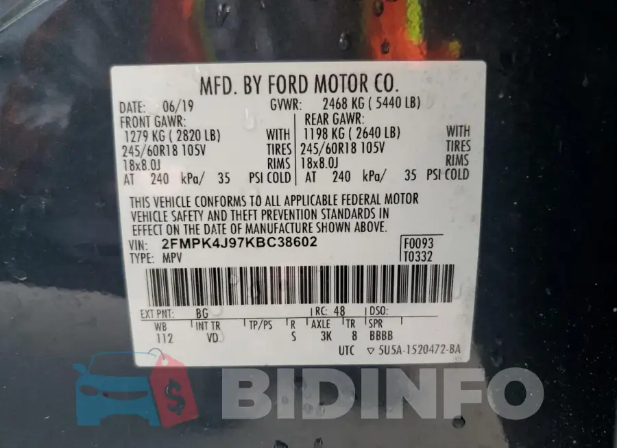 2FMPK4J97KBC38602 Photo# 13