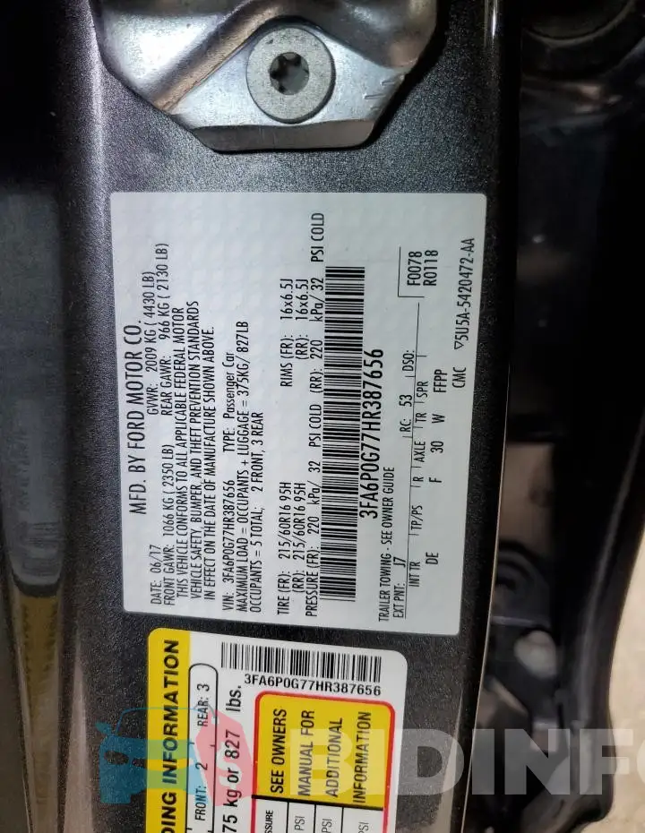 3FA6P0G77HR387656 Photo# 12