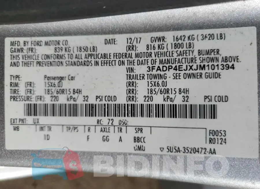 3FADP4EJXJM101394 Photo# 12