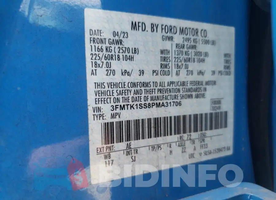3FMTK1SS8PMA31706 Photo# 13