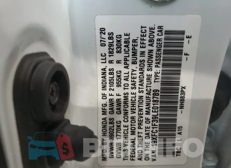 19XFC1F39LE018789 Photo# 12