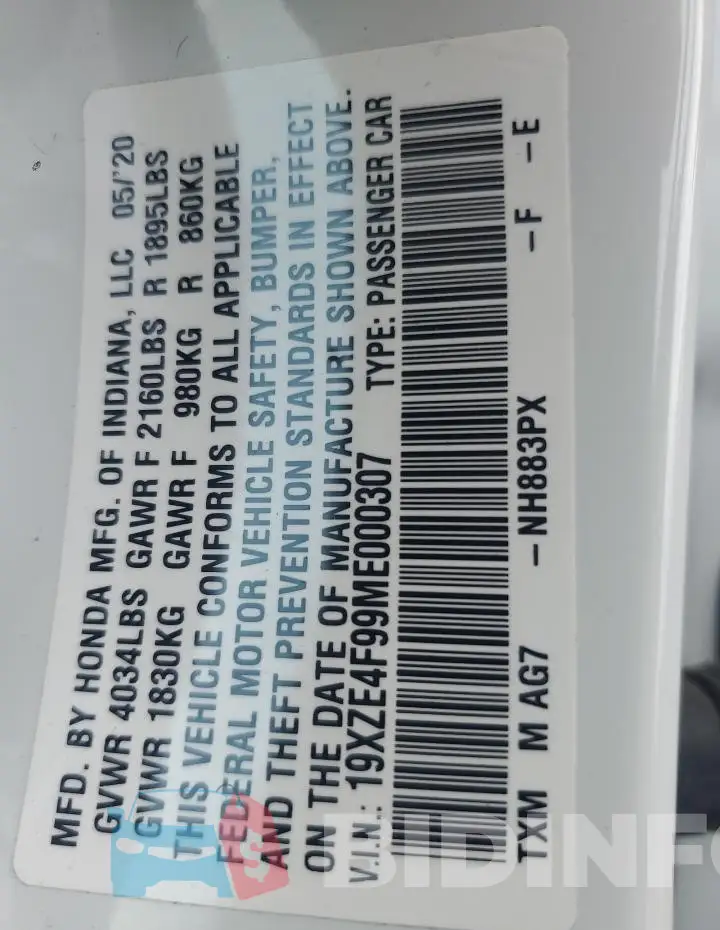 19XZE4F99ME000307 Photo# 12