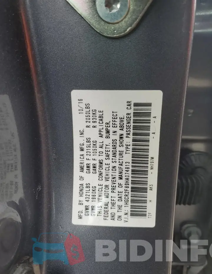1HGCR2F89HA074813 Photo# 12