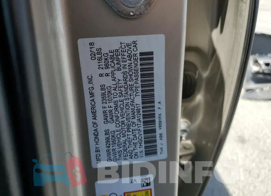 1HGCV1F17JA124817 Photo# 13