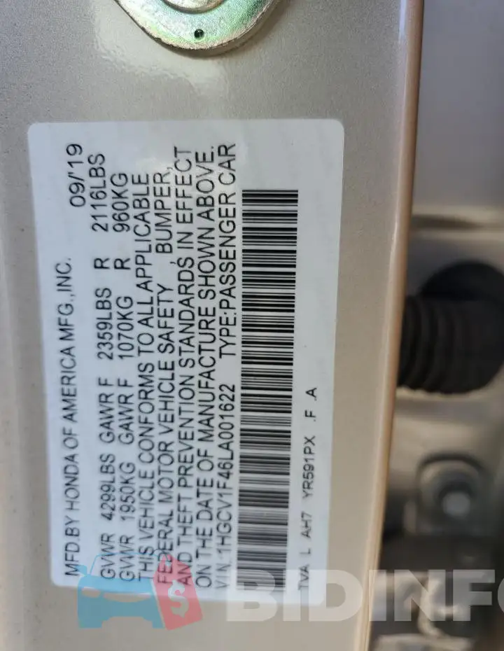 1HGCV1F46LA001622 Photo# 12