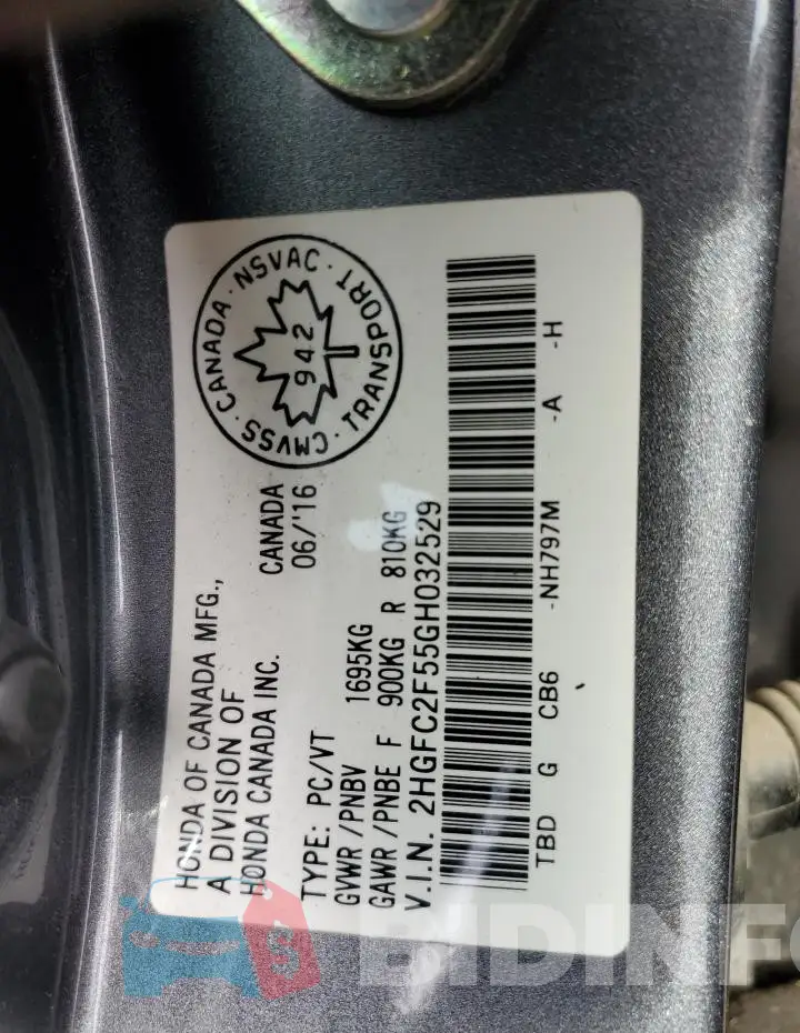 2HGFC2F55GH032529 Photo# 12