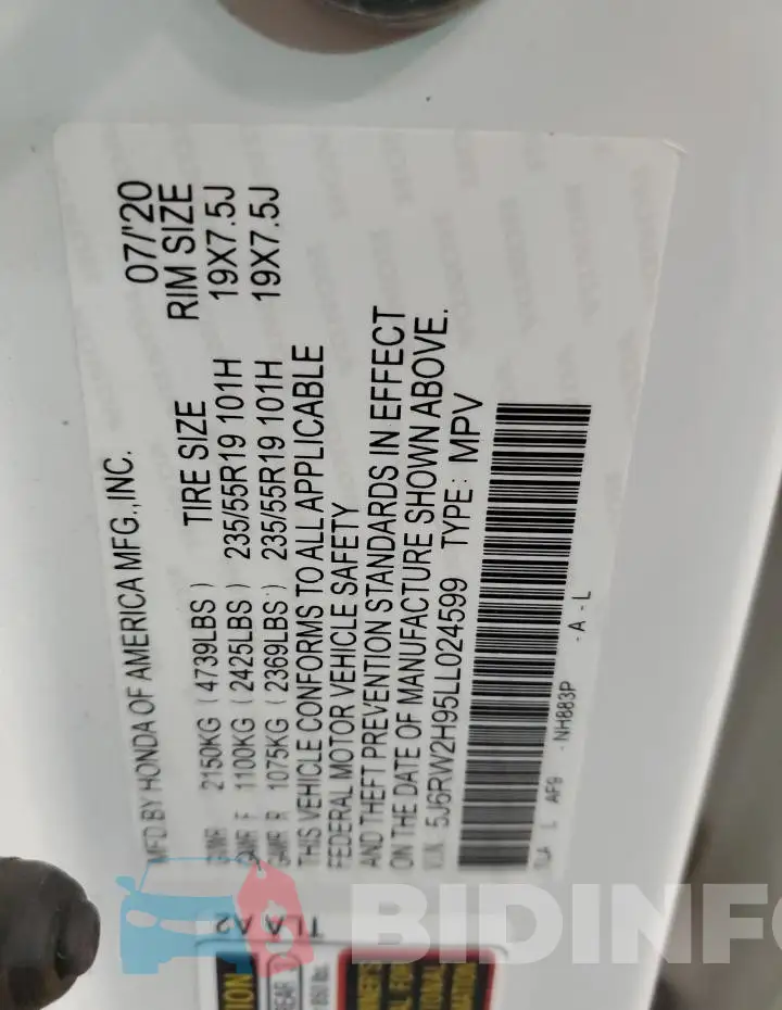5J6RW2H95LL024599 Photo# 13