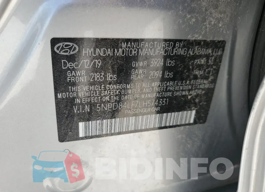5NPD84LF7LH574331 Photo# 13