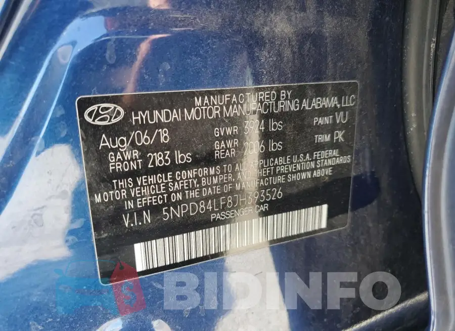 5NPD84LF8JH393526 Photo# 12
