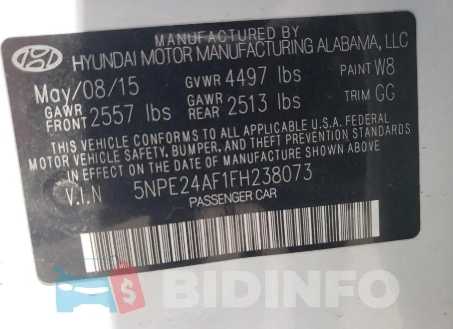 5NPE24AF1FH238073 Photo# 12