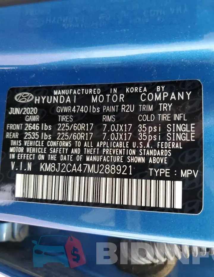 KM8J2CA47MU288921 Photo# 14