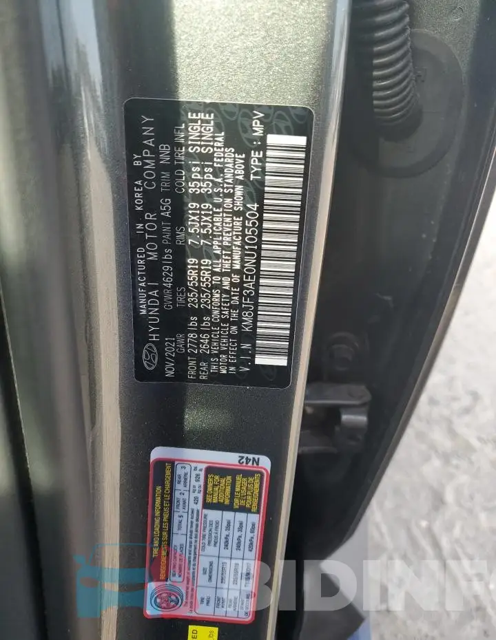 KM8JF3AE0NU105504 Photo# 13
