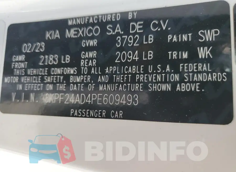 3KPF24AD4PE609493 Photo# 13