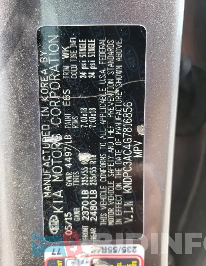 KNDPC3AC4G7816856 Photo# 13