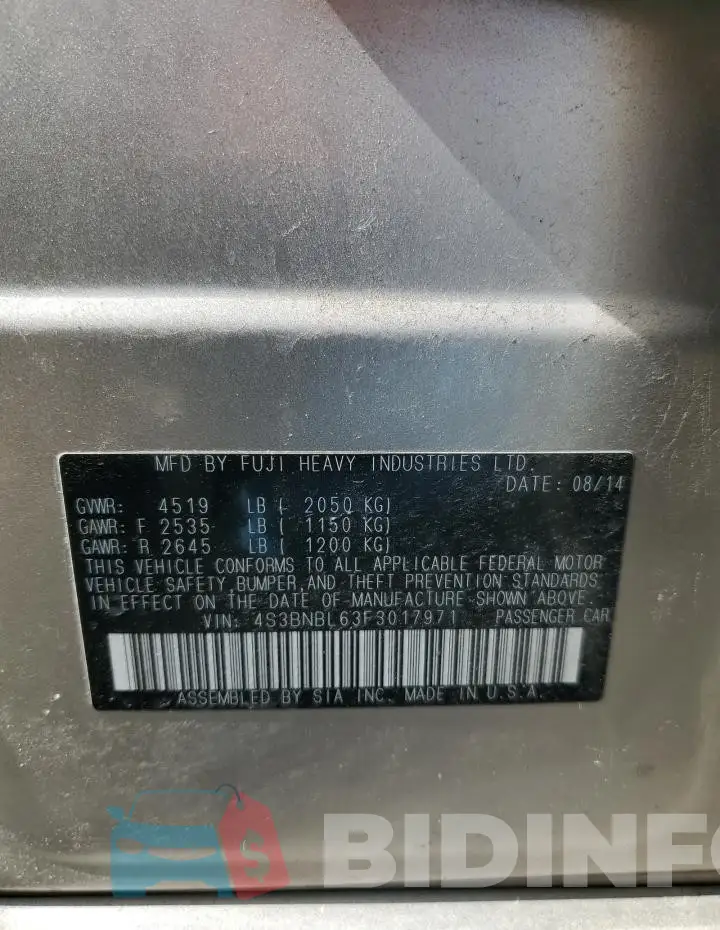 4S3BNBL63F3017971 Photo# 12
