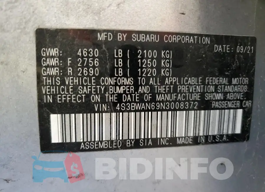 4S3BWAN69N3008372 Photo# 12