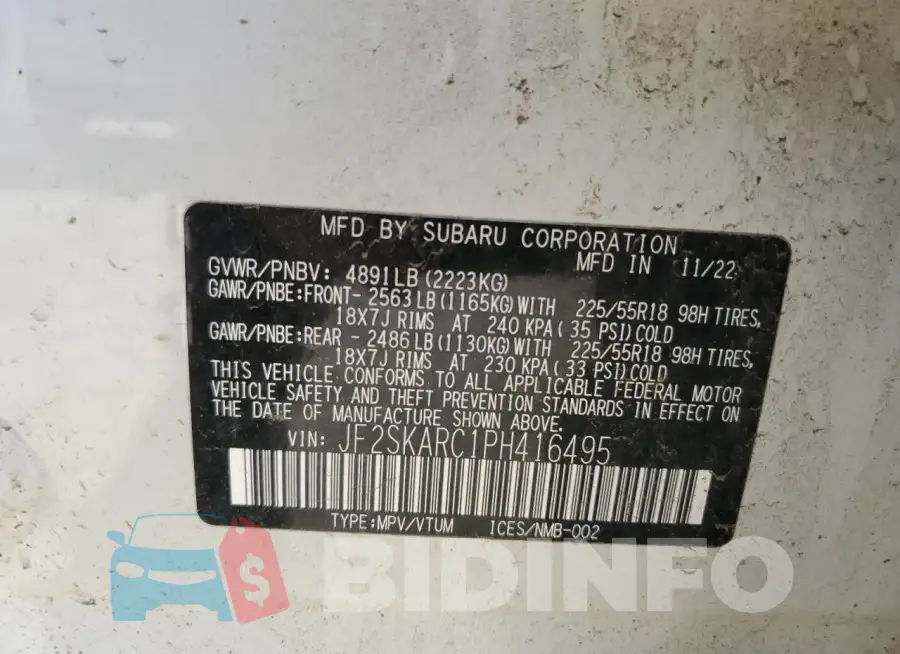 JF2SKARC1PH416495 Photo# 13