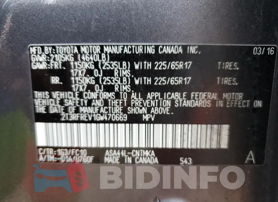 2T3RFREV1GW470669 Photo# 13