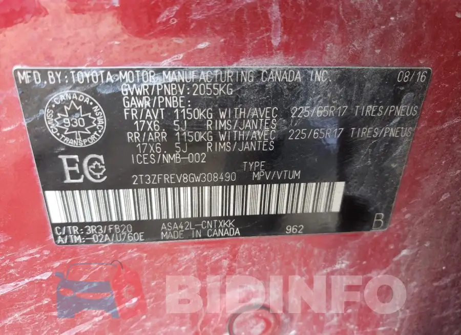 2T3ZFREV8GW308490 Photo# 14