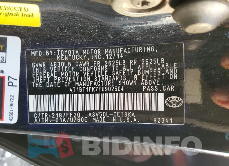 4T1BF1FK7FU902504 Photo# 12