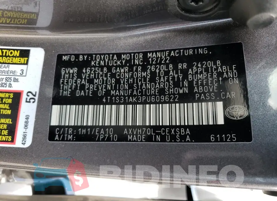 4T1S31AK3PU609622 Photo# 12