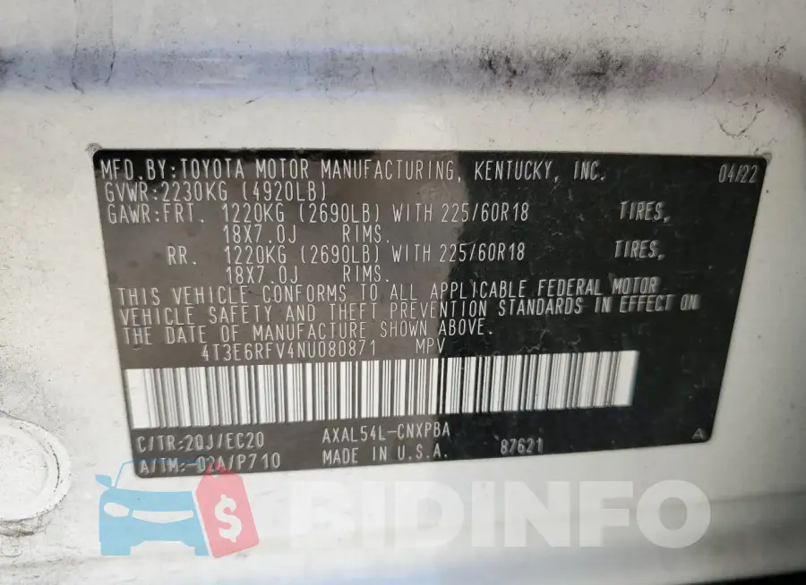 4T3E6RFV4NU080871 Photo# 14