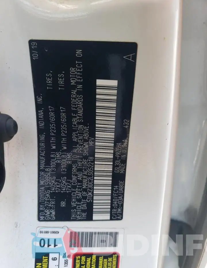 5TDKZ3DC2LS052218 Photo# 12