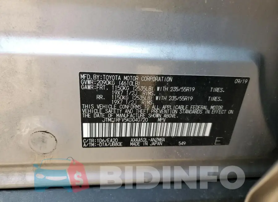 JTMC1RFV5KD040720 Photo# 12
