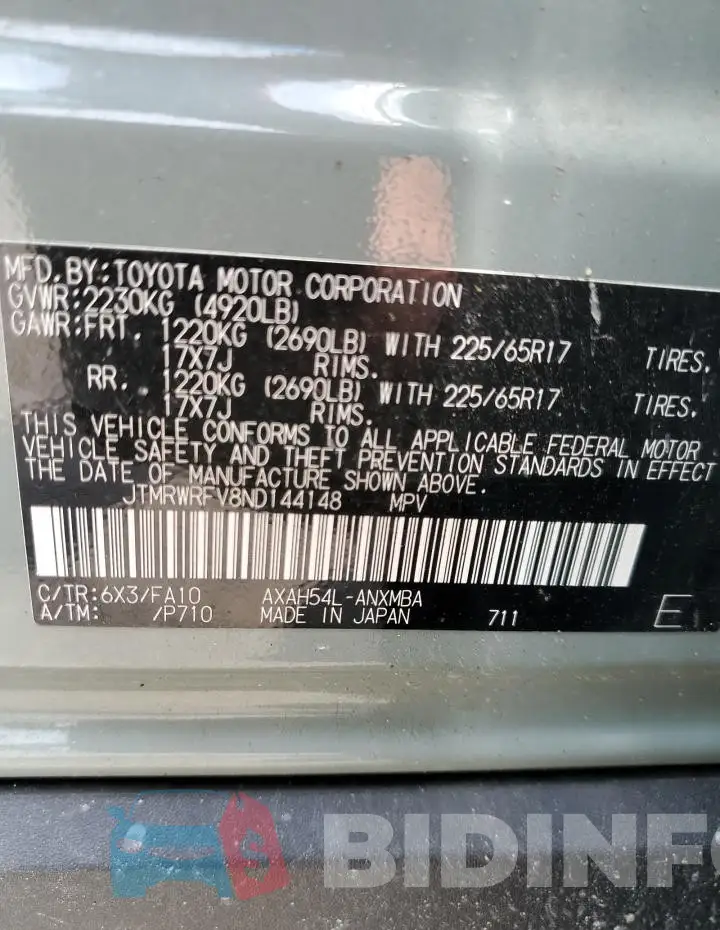 JTMRWRFV8ND144148 Photo# 13