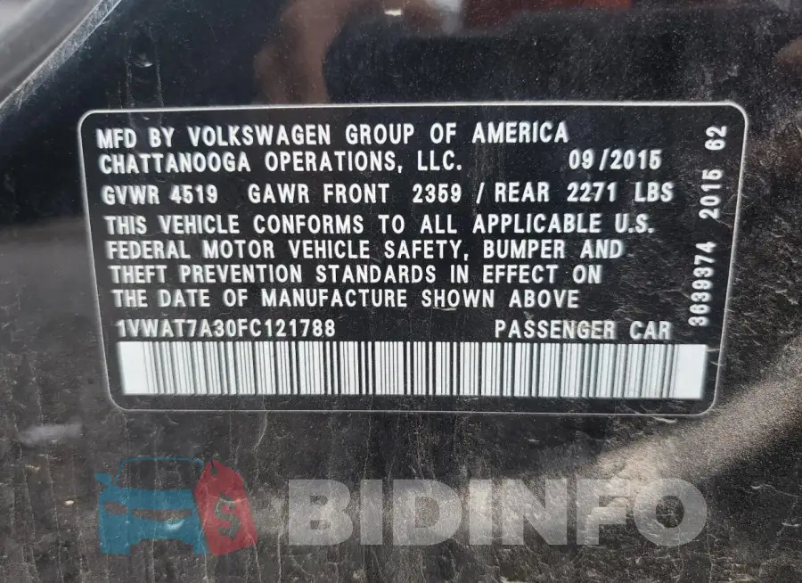 1VWAT7A30FC121788 Photo# 12