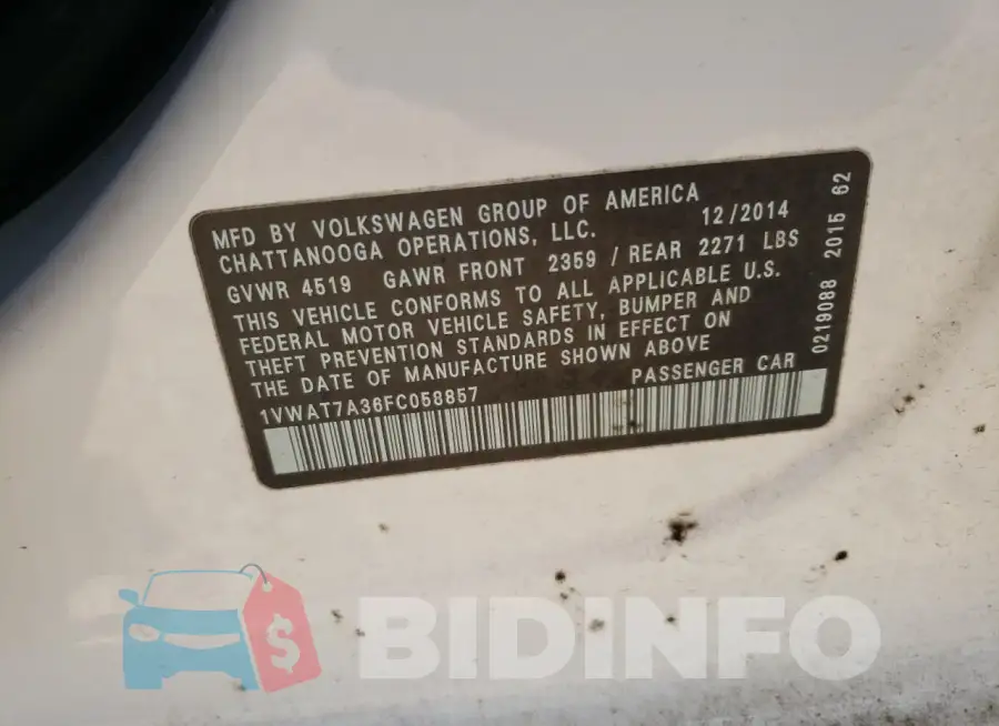 1VWAT7A36FC058857 Photo# 12