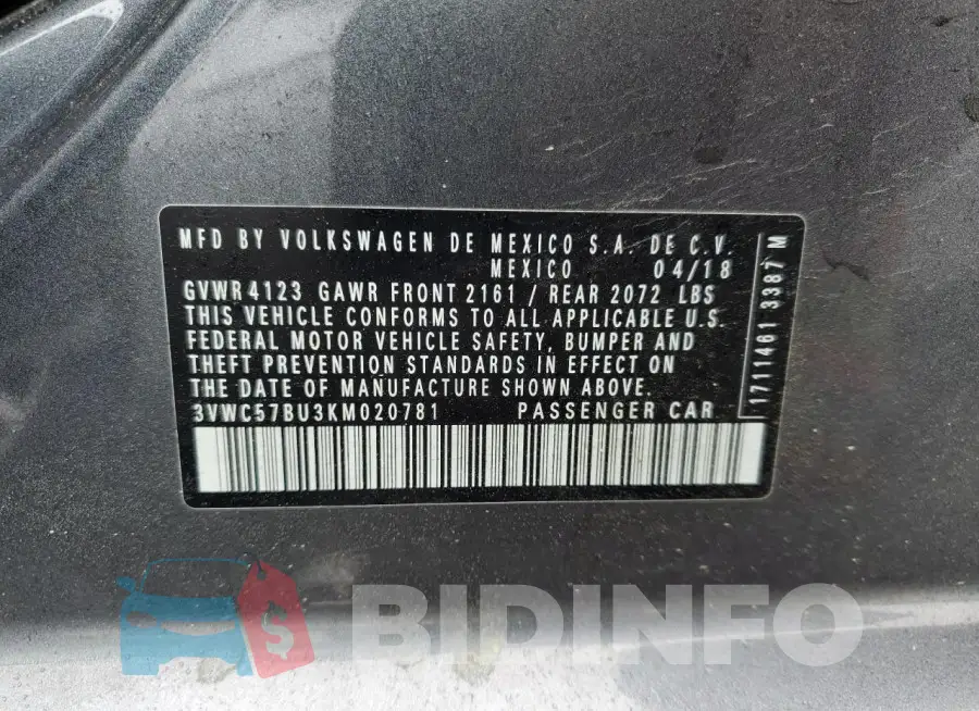 3VWC57BU3KM020781 Photo# 12