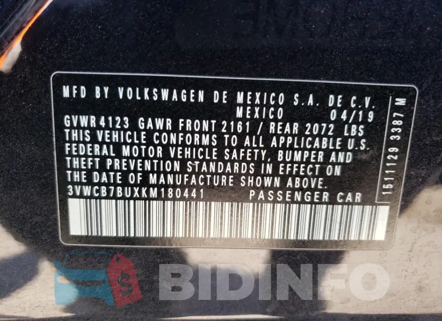 3VWCB7BUXKM180441 Photo# 12